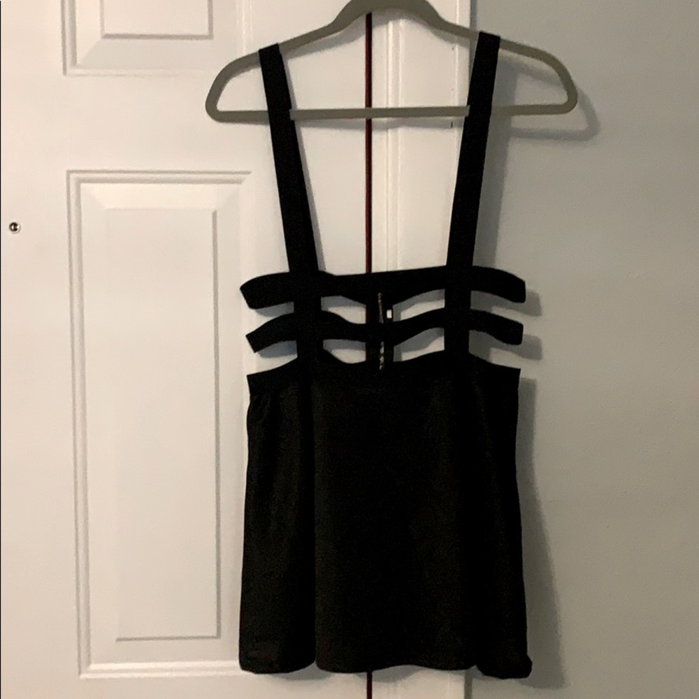 Black Strappy Suspender Skirt - Small